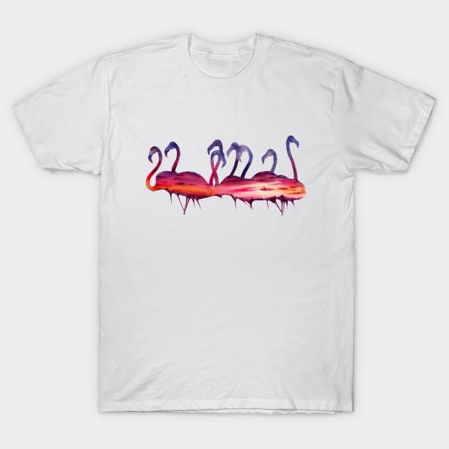 Flamingo sunset T-Shirt by Lara Plume